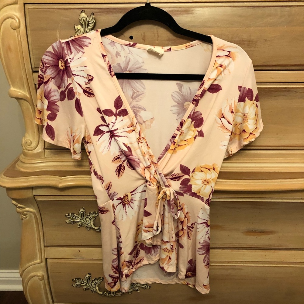 Cute Pink Flower Wrap TOP